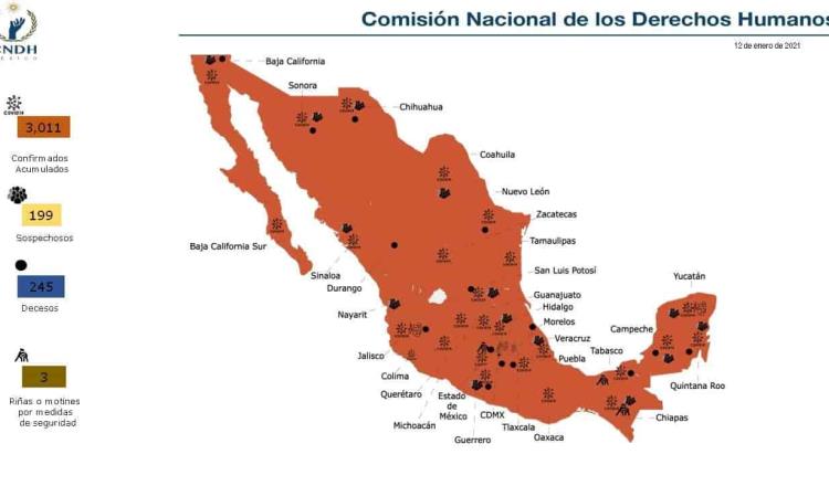 Suman 57 nuevos casos de Covid -19 en las cárceles de México; van 245 defunciones: CNDH