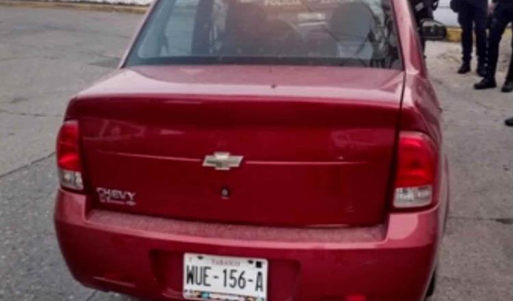 Recuperan vehículo con reporte de robo en Villahermosa