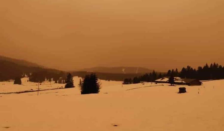 Lluvia de arena del Sahara tiñe de naranja el cielo de Suiza y Francia 