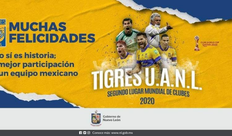 Gobierno de Nuevo León felicita a Tigres por el Subcampeonato