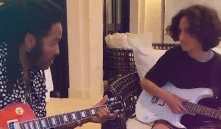 Hija de JLO y Marc Anthony toma clases de guitarra con Lenny Kravitz en su cumpleaños