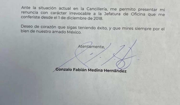 Renuncia jefe de la Oficina de la Cancillería mexicana ante “la situación actual” de la dependencia