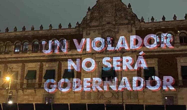 Proyectan frases en paredes de Palacio Nacional con motivo del 8M