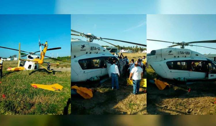 Deja dos heridos caída de helicóptero en puerto Dos Bocas