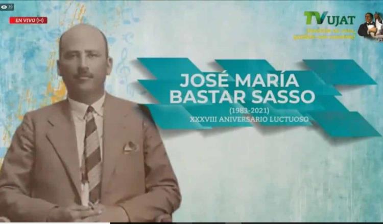 Recuerdan con homenaje artístico y cultural legado del poeta tabasqueño José María Bastar Sasso