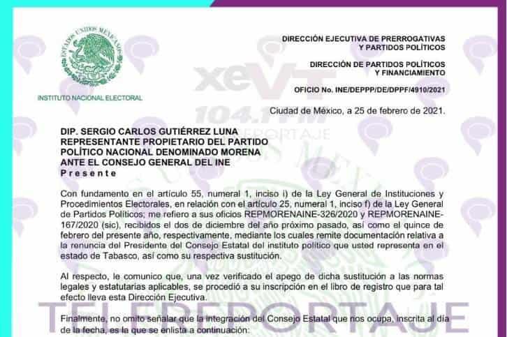 Ratifica INE designación de Euclides Alejandro como presidente del Consejo de Morena; “Chelalo” Beltrán se queda como integrante