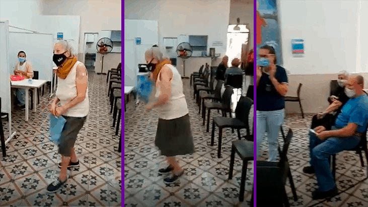 Abuelita Argentina baila de emoción tras recibir vacuna contra el Covid