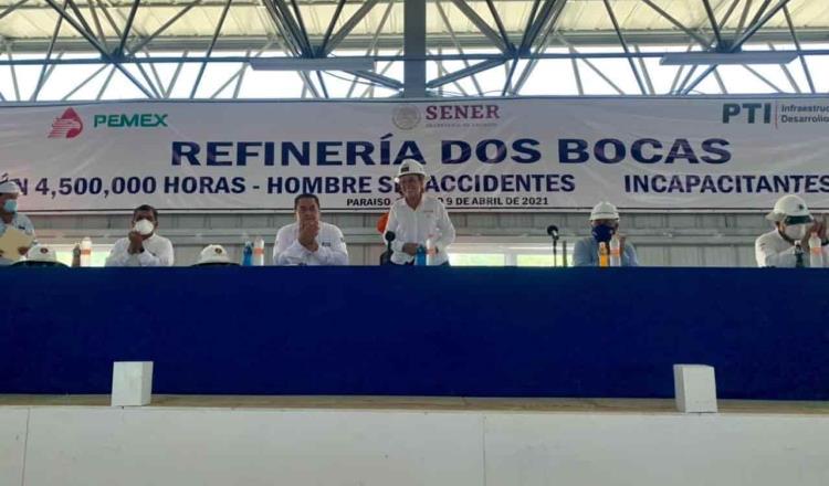 Celebra Rocío Nahle que ICA-Flour suma 4.5 millones de horas/hombre sin accidentes en la construcción de la refinería en Dos Bocas