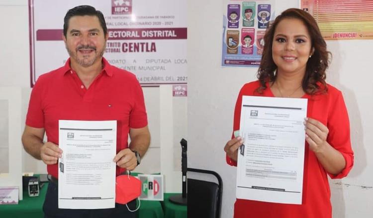 Se registra Nicolás Bellizia como candidato del PRI a la alcaldía de Centla; Karla Díaz va por la diputación local