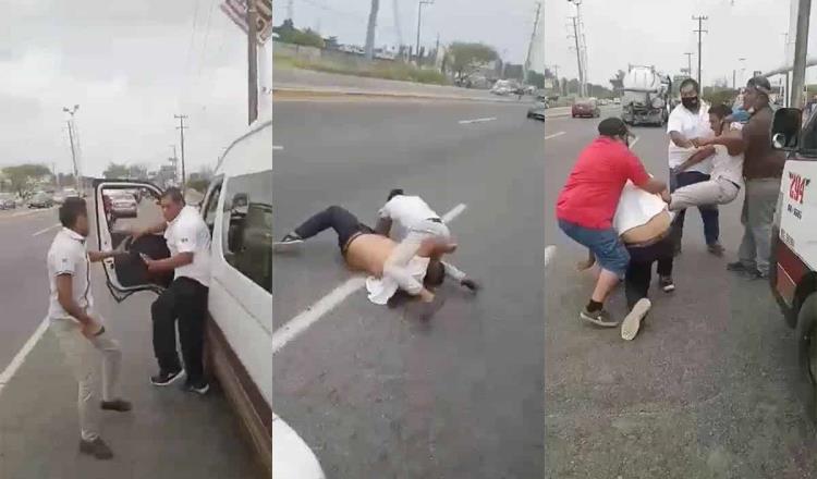 Protagonizan choferes del transporte público pelea en carretera de entrada a Villahermosa