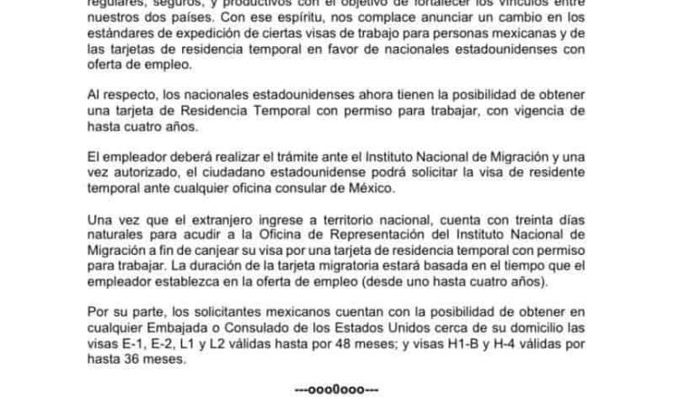 Amplían México y Estados Unidos vigencia de visas y permisos de trabajo