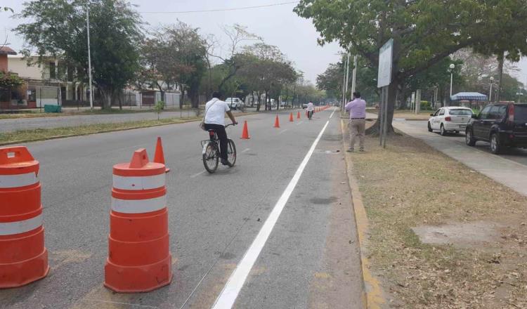Cancelan carril en Paseo Tabasco para habilitar ciclovías… en Villahermosa