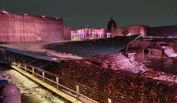 Confirman que hubo un lesionado en derrumbe de techumbre del Templo Mayor por granizada