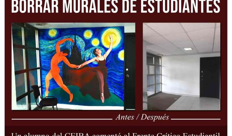 Denuncia “Frente Crítico Estudiantil” que administración del Instituto CEIBA borró los muros pintados por artistas tabasqueños