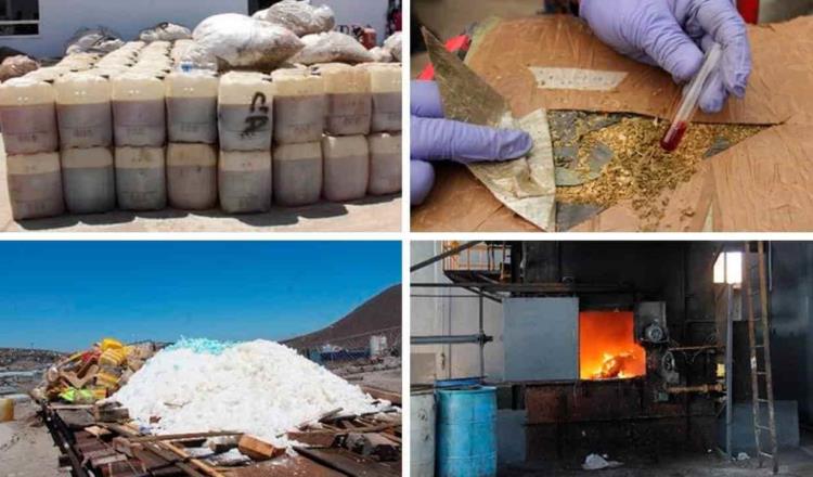 Destruyen 99.9 toneladas de drogas y 374 mil 686 litros de percusores químicos, en Sinaloa