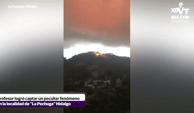 En Hidalgo, captan extraña luz roja sobre la localidad de “La Pechuga”