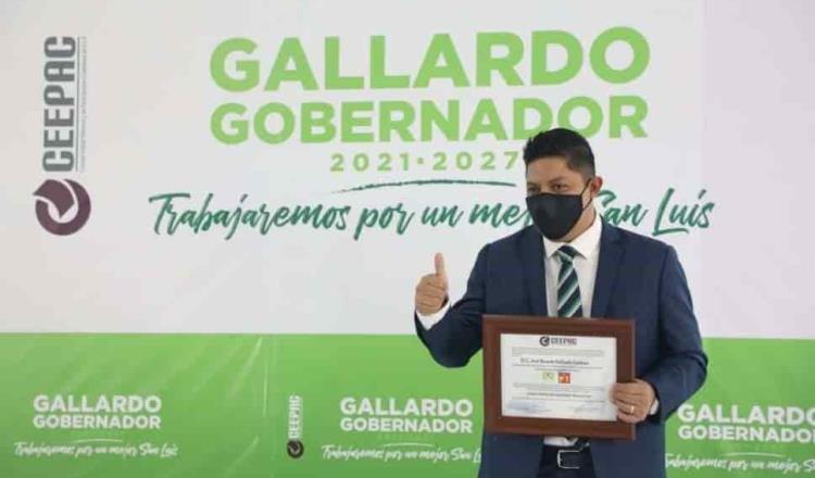 Entregan constancia de mayoría a Ricardo Gallardo como gobernador electo de San Luis Potosí