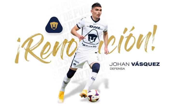 Johan Vásquez renueva por dos años con Pumas, tras rumores europeos