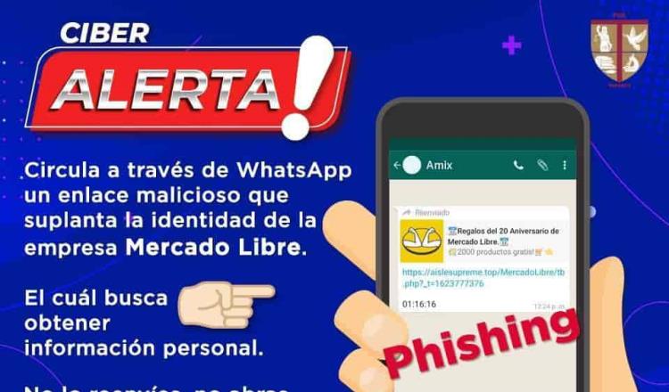 Advierte fiscalía por robo de datos a través de falso enlace de Mercado Libre