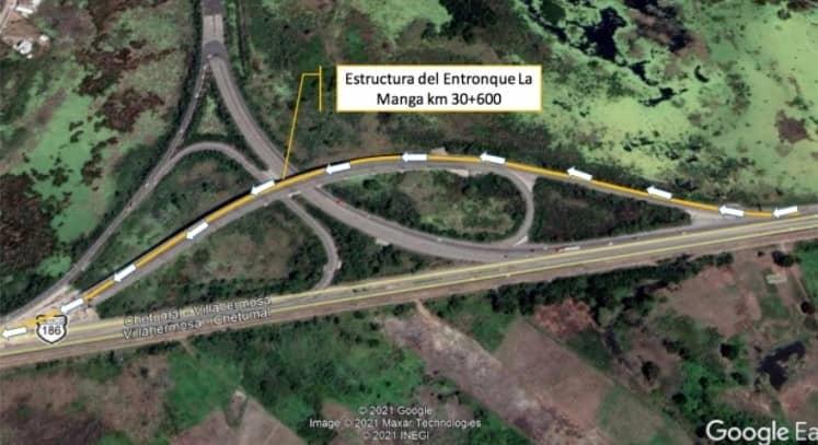 Anuncia SCT apertura parcial del entronque La Manga, carretera libramiento de Villahermosa