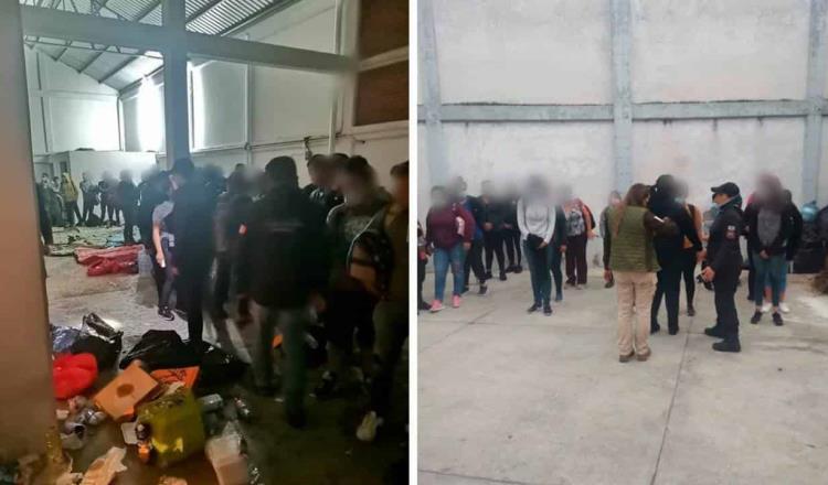 Rescatan en Puebla a 241 migrantes que estaban dentro de una bodega
