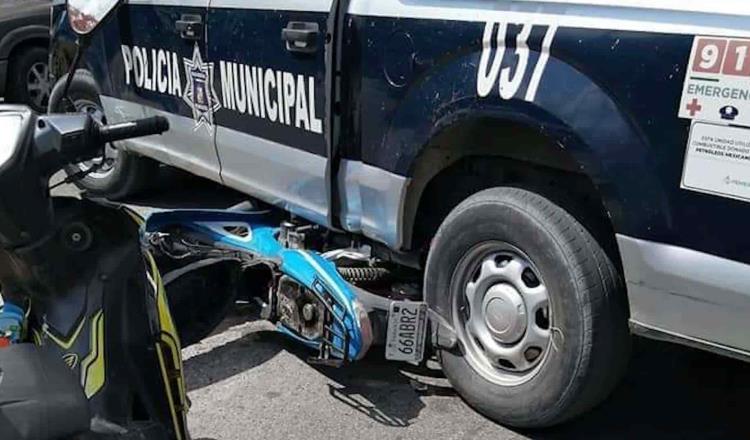 Motociclistas terminan heridos tras impactarse contra una patrulla en Paraíso 