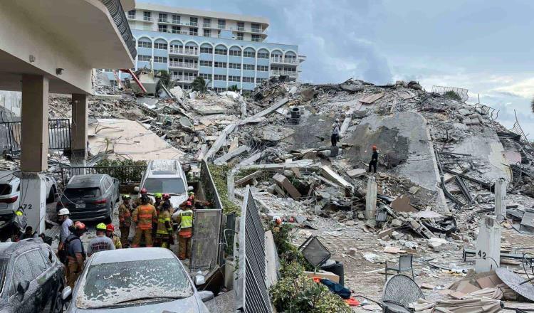Critica AMLO que se haya dinamitado edificio colapsado en Miami, habiendo personas desaparecidas
