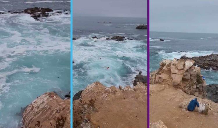 Arrastra ola a turistas en Baja California; ignoraron advertencia de zona peligrosa