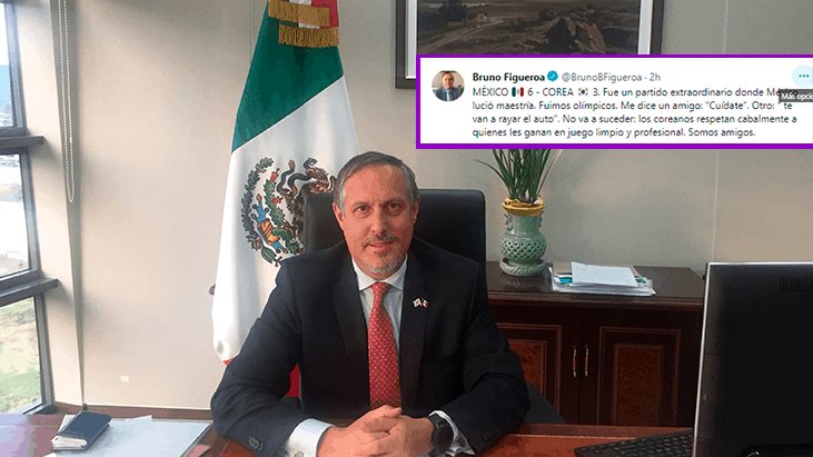 Celebra embajador de México en Corea triunfo de la selección de futbol en Juegos Olímpicos 