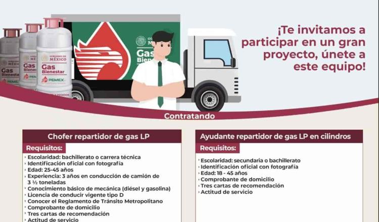 Lanza Pemex convocatoria para trabajar como chofer o ayudante en ‘Gas Bienestar’