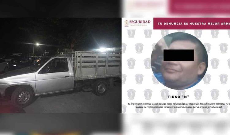 Detienen a sujeto en Tamulté de las Sabanas por presunto robo de vehículo