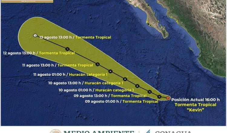 Tormenta tropical “Kevin” que se ubica al suroeste de Jalisco, podría convertirse en huracán 