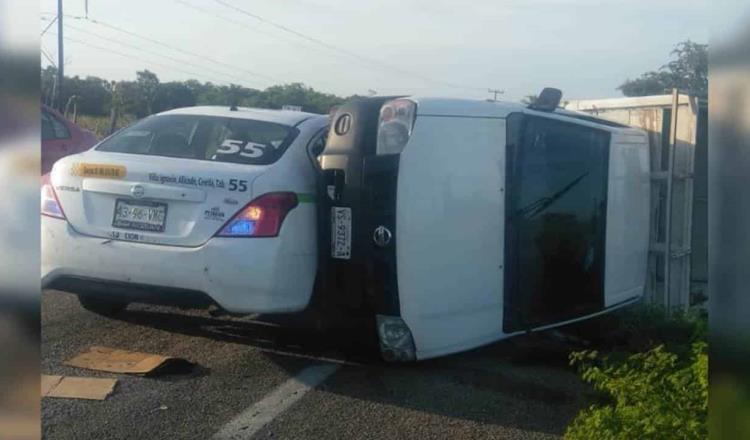 Accidente en carretera Frontera-Villahermosa deja cuantiosos daños materiales