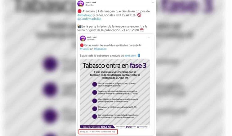 ¡Atención! Circula imagen no actual de las medidas de prevención contra covid-19 en Tabasco 