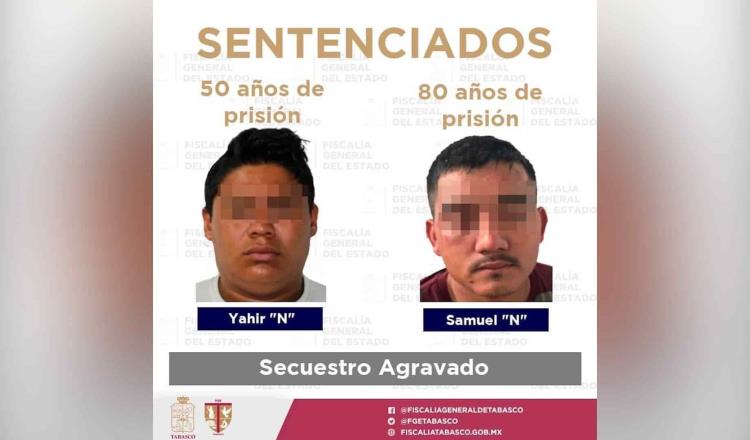 Sentencian a dos secuestradores a 50 y 80 años de prisión en Tabasco