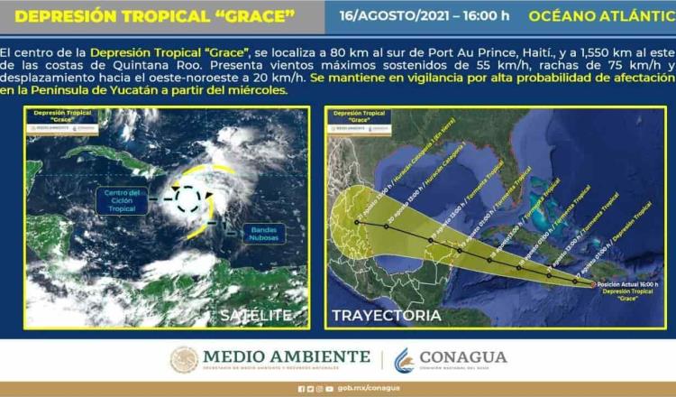 Prevé Conagua que Grace se intensifique a huracán tras entrar al Golfo de México