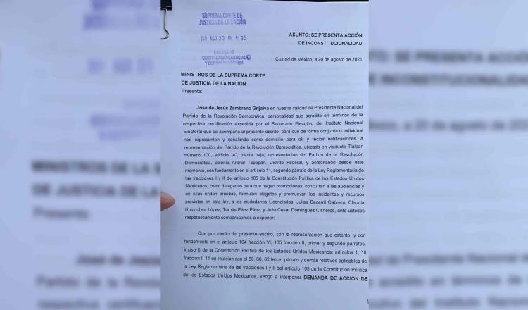 Presenta PRD acción de inconstitucionalidad ante la Corte por elección de delegados municipales en Tabasco