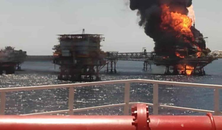 Se incendia plataforma petrolera Ku-Alfa en sonda de Campeche