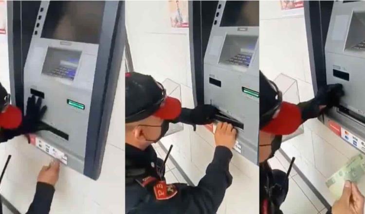 Policía Bancaria en Edomex retira trampa en cajero automático