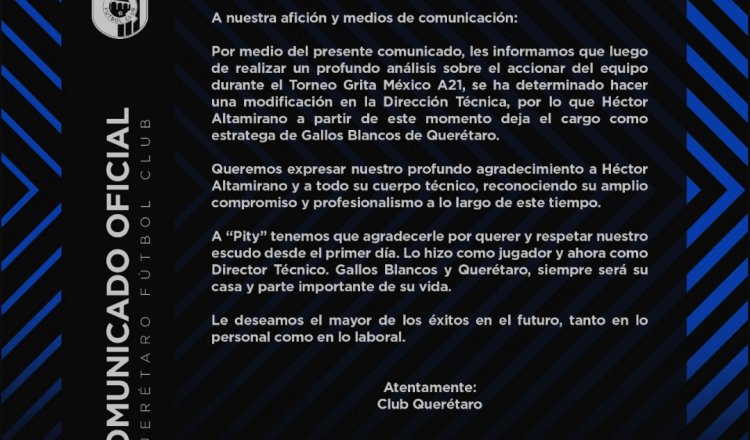 Sale el ‘Pity’ Altamirano y llega Leonardo Ramos como DT del Querétaro