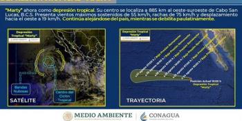 Se degrada "Marty" a depresión tropical y se aleja de las costas de México