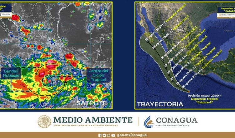 Se forma depresión tropical “Catorce-E” sobre costas de Guerrero