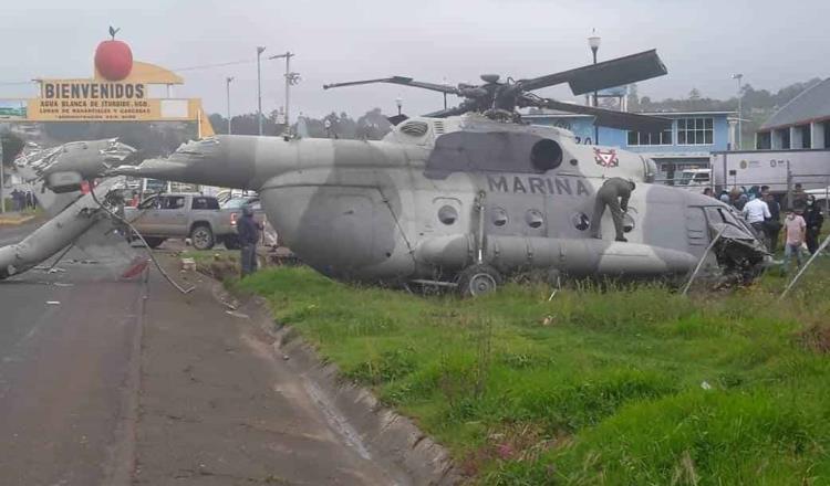 Resulta con lesiones secretario de Gobierno de Veracruz al caer helicóptero de la Marina donde viajaba