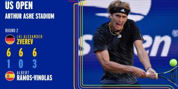 Zverev sorprende con partidazo y pasa a Tercera Ronda en el US Open