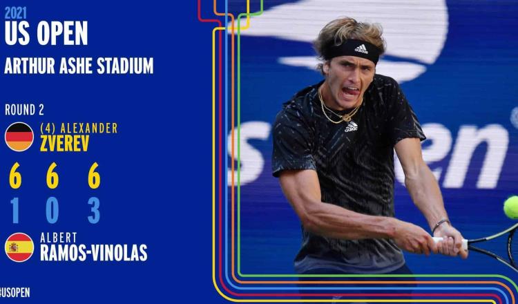 Zverev sorprende con partidazo y pasa a Tercera Ronda en el US Open