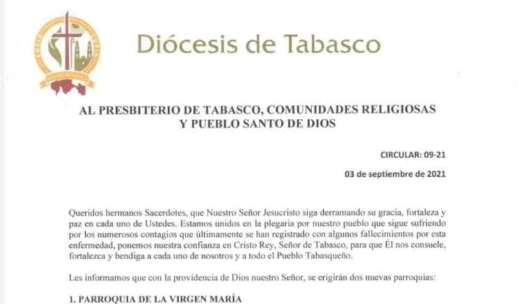 Anuncia Diócesis de Tabasco fundación de dos nuevas parroquias en Paraíso