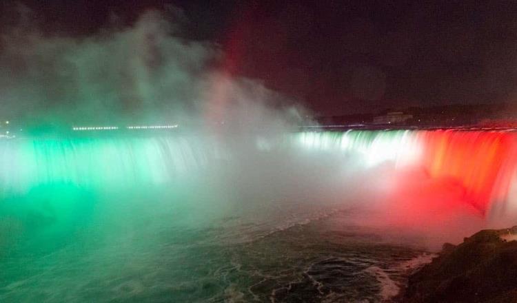 Se pintan cataratas del Niágara con los colores patrios