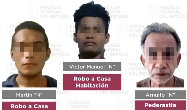 Aseguran a cinco sujetos en Tabasco por robo, pederastia, violación y fraude