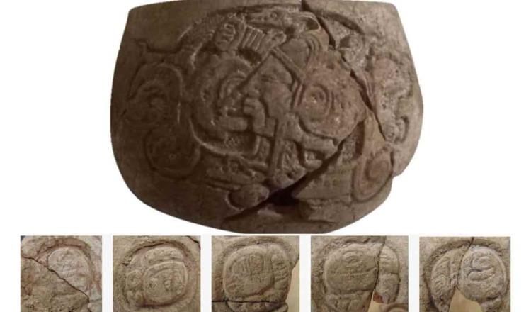 Descubren milenaria vasija con escritura jeroglífica en obras del Tren Maya, en Yucatán