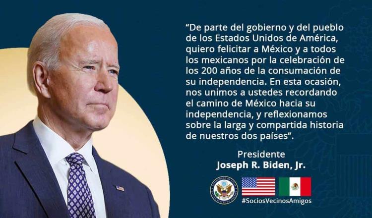 Biden felicita a México por un aniversario más de su Independencia